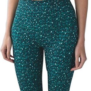 lululemon athletica Teal & Dark Green Printed High-Rise Full Length Leggings